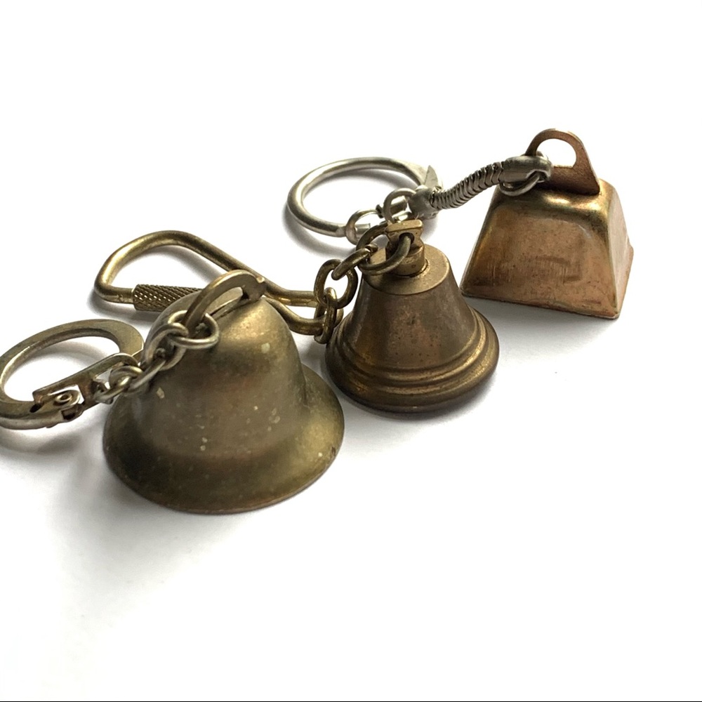 Vintage 3 Brass Bells -Keychains or ornaments